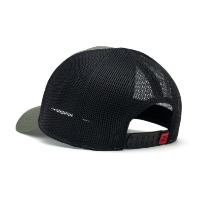 Savage Ripstop Trucker Savage Ripstop Trucker features a black mesh back, a curved brim, and a structured crown. A rectangular embroidered patch with a stylized mountain scene in yellow, orange, and green sits on the front, bordered in black with "SAVAGE" in white lettering.