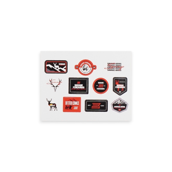 Sheet stickers with savage logos