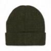 Green Beanie With brown leather patch that has savage logo on it