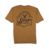 Back of Savage Better Comes Standard Tee in dark brown heather featuring large vintage-inspired "Better Comes Standard" Savage Firearms graphic with deer head emblem.
